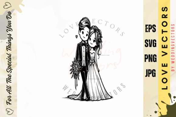 Celebrate Love with Wedding Couple and Love Vectors - C4681