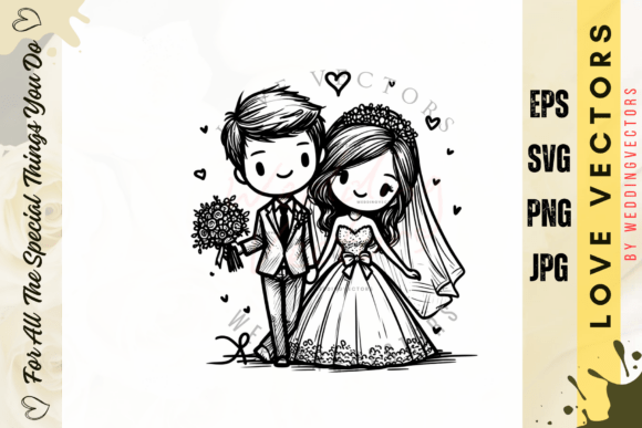 Celebrate Love with Wedding Couple and Love Vectors - C4922