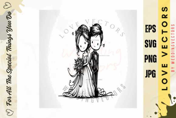 Crafting Romance: The Wedding Couple and Love Vectors - C4639 Collection