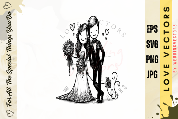 Elegant Wedding Couple & Love Vectors: The C4663 Collection