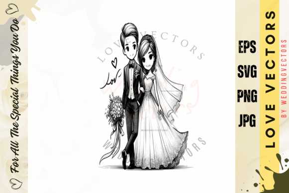 Elevate Your Designs with Wedding Couple and Love Vectors - C4616