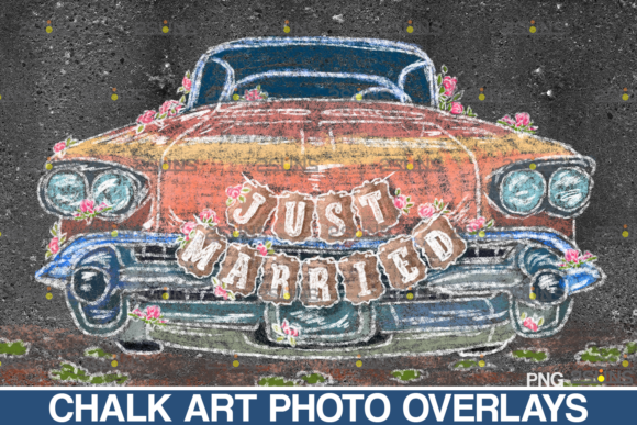 Elevate Your Projects with Wedding Chalk Art Overlay, Just Married