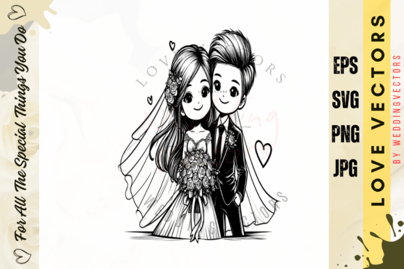 Enchanting Wedding Couple and Love Vectors: C4669 Design Guide