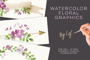 Floral Wedding Graphics Purple Clipart: Handpainted Watercolour Elegance