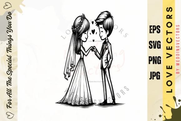 Infusing Romance into Every Design with Wedding Couple Vectors C4529