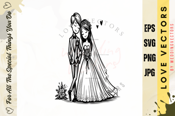 Wedding Couple and Love Vectors: A Timeless Design Asset