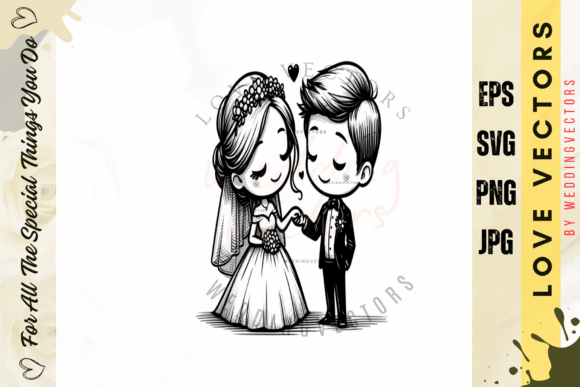 Wedding Couple and Love Vectors - C4551: A Soft-Toned Romance