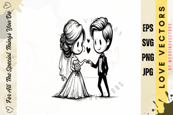 Wedding Couple and Love Vectors - C4571: A Modern Romance in Design