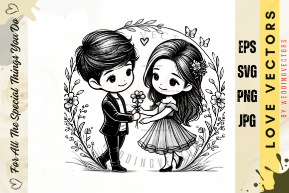 Wedding Couple and Love Vectors - C4717: Elevate Your Design Narrative