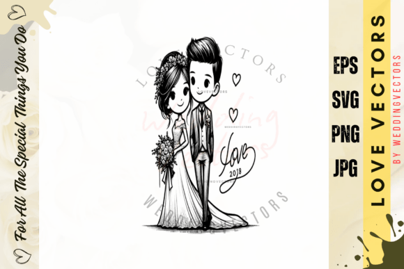 Wedding Couple and Love Vectors - C4734
