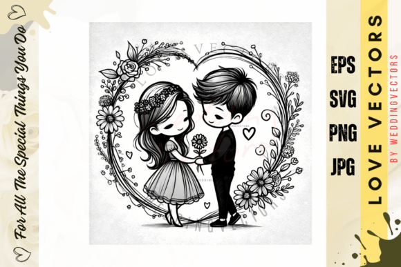 Wedding Couple and Love Vectors - C4741: Elegant Minimalist Design