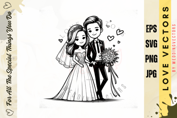 Wedding Couple and Love Vectors - C4912: Modern Romance in Design